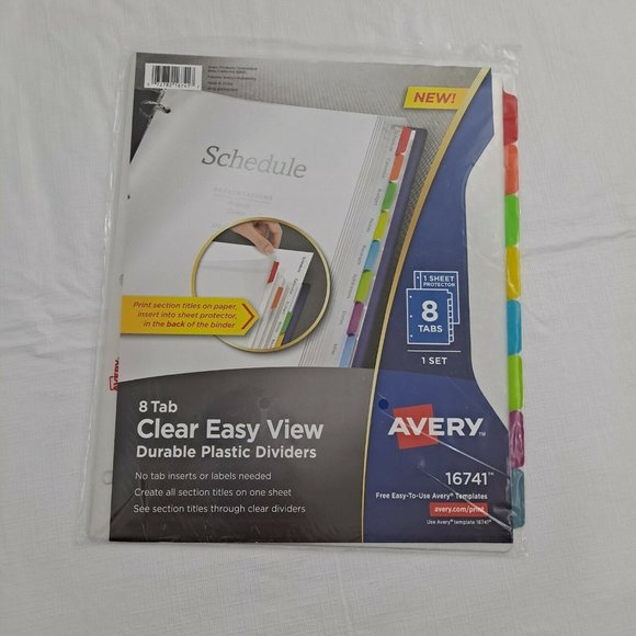 Avery Plastic Dividers 8 Tab 16741 - Picture 1 of 4